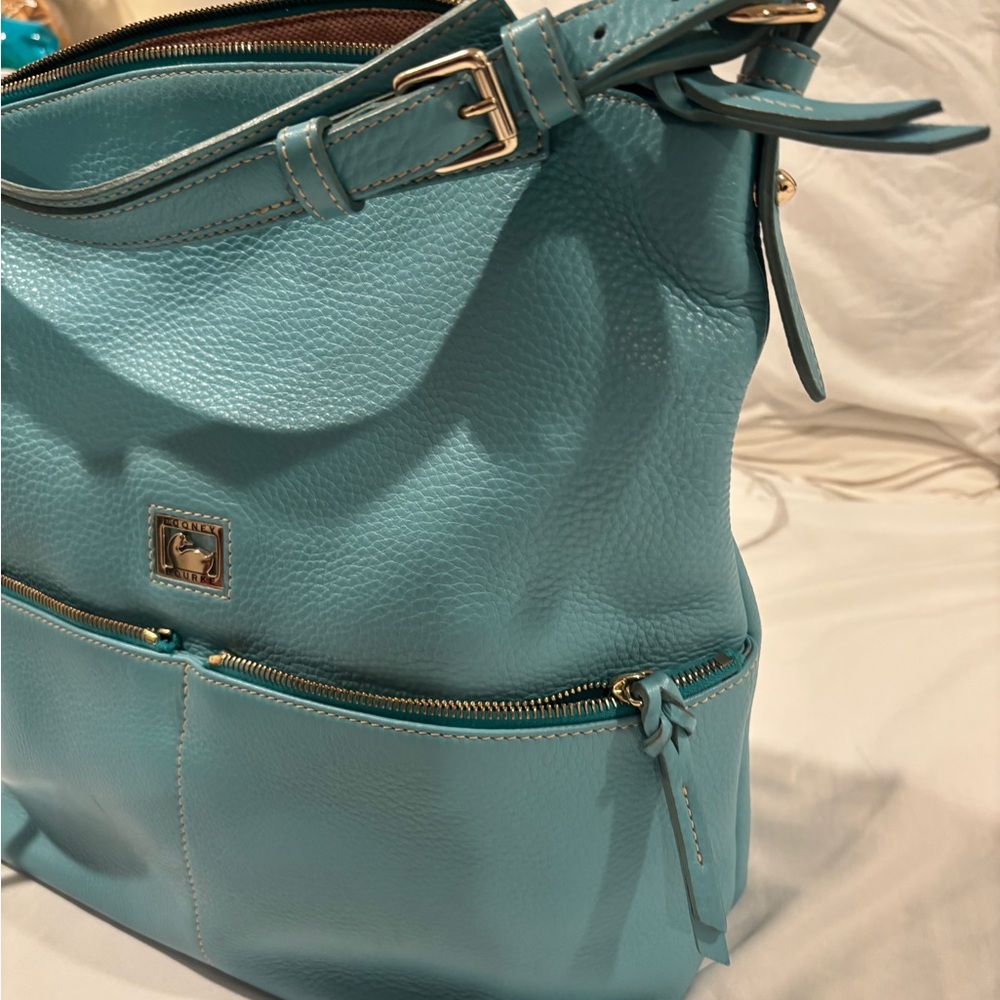Dooney & Bourke Aqua Leather Shoulder Bag - Picture 3 of 16